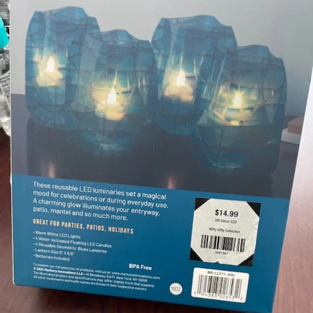 NEW Glowing LED Lanterns with Floating Flameless LED Candles 4pc PASTEL FLORALS